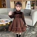 Girls' dress autumn/winter new arrivals  kids' knitted sweater little girl mesh first birthday chic princess dress winter