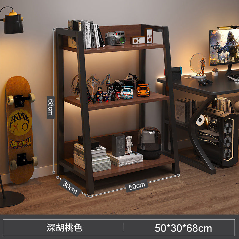 Shelf Floor-to-ceiling storage shelf Multi-layer bookshelf E-sports room Computer table Locker Wrought iron trapezoidal display shelf