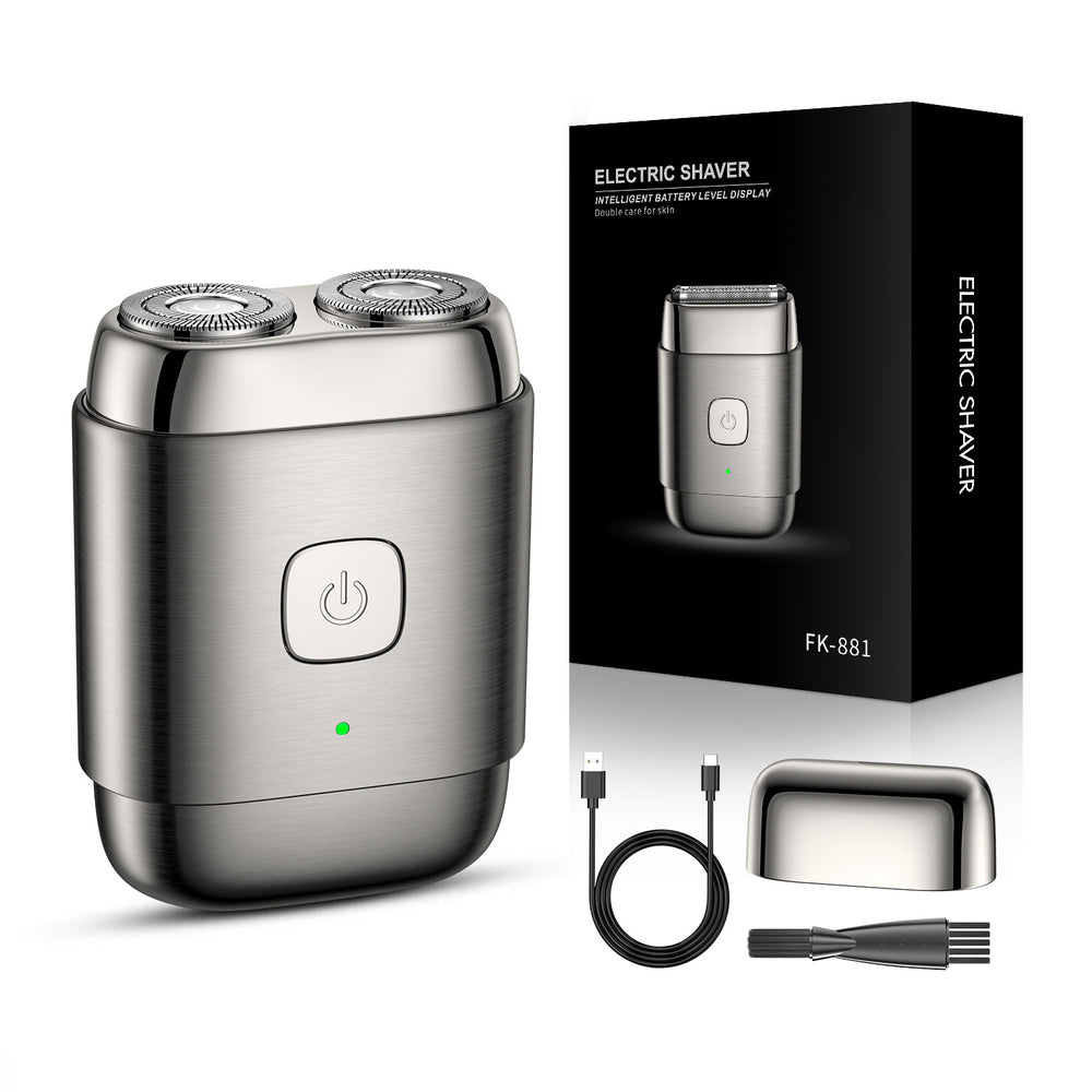 Electric shaver with magnetic heads, type-c charging, washable, alloy housing, compact and portable beard trimmer