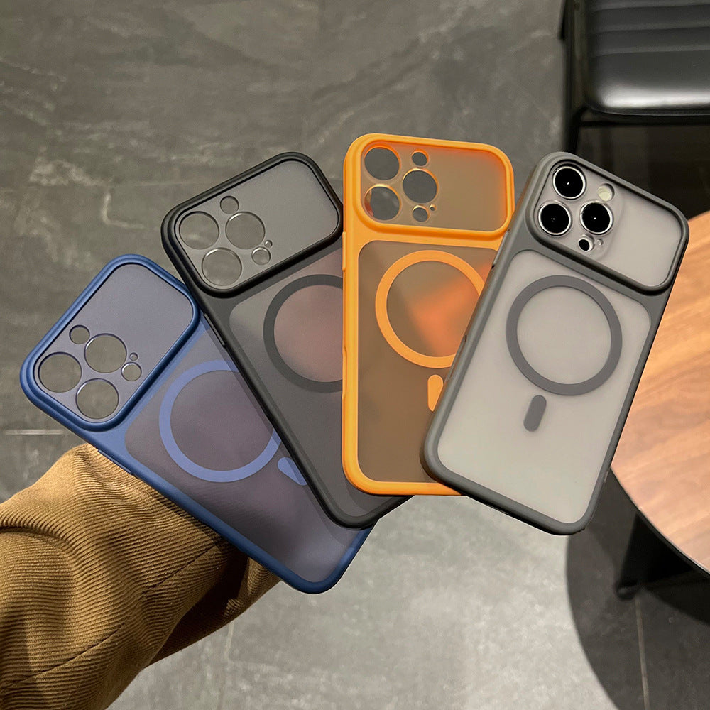 Fine hole skin-feeling magnetic phone case suitable for iphone17promax apple 16/13 frosted transparent protective case