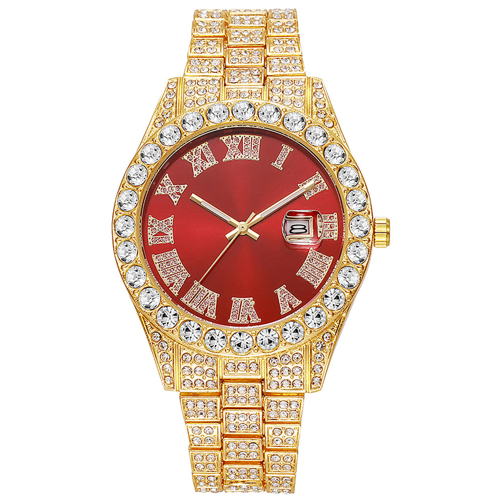 2025 hot-selling export watch: european and american men's personalized hip-hop feng shui ghost roman numeral diamond-inlaid quartz watch for men