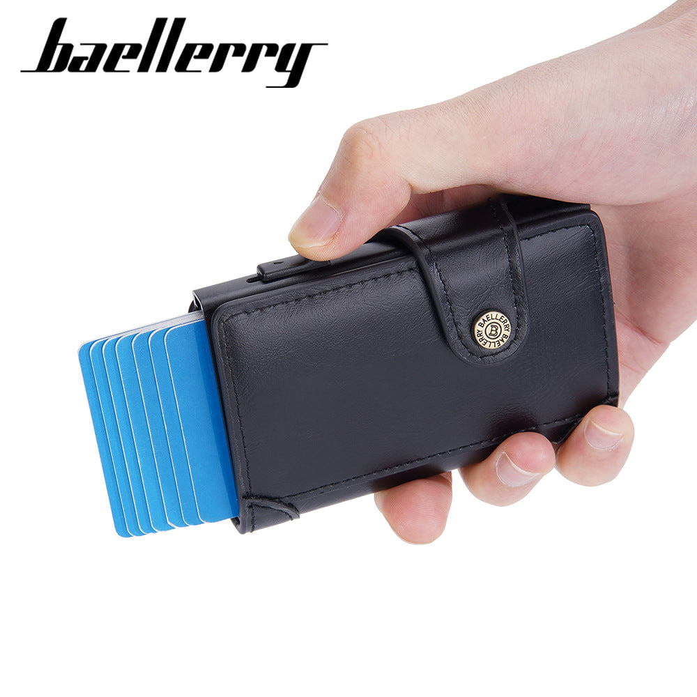 Baellerry's new men's card bag Cross-border RFID anti-magnetic side push card sleeve Aluminum box buckle card bag batch