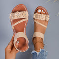 Summer new arrival: plus size floral beach sandals -  soft sole flat roman sandals for women - wholesale trendy styles