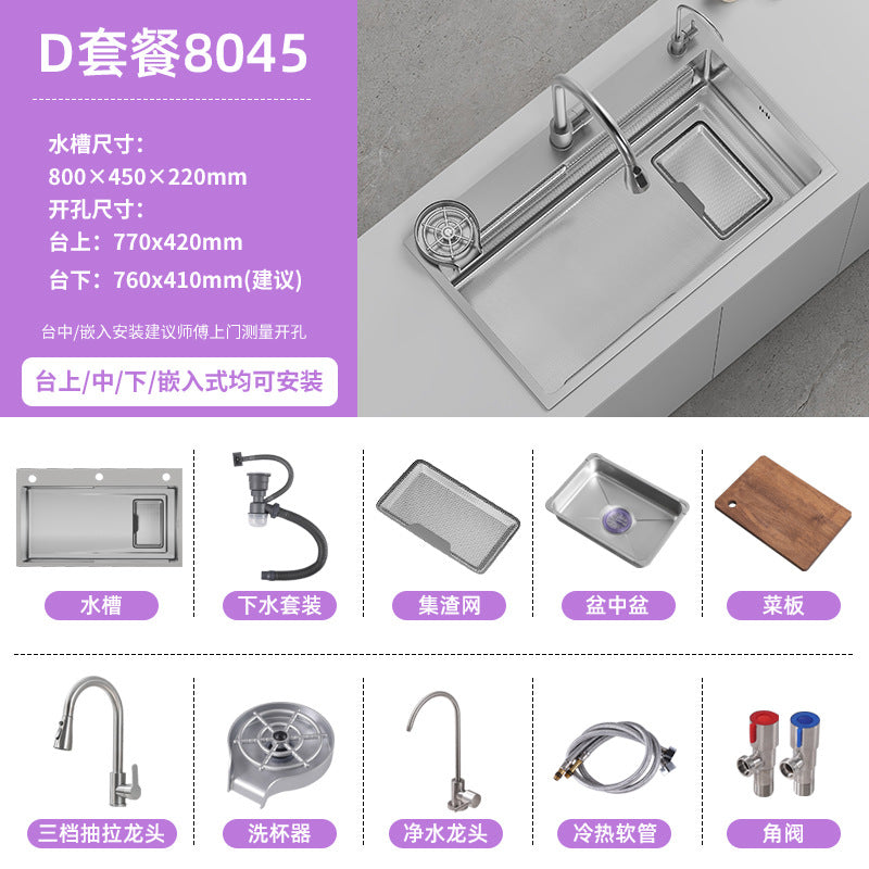 Double slag collection sink large single slot high quality stainless steel kitchen sink thickenedfor home dishwashing sink vegetable sink