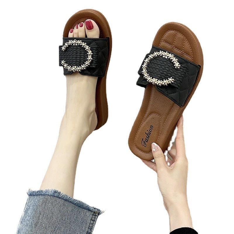 Women's slippers summer 2024 new water brick thick sole soft sole indoor outdoor fashion casual beach flip flops