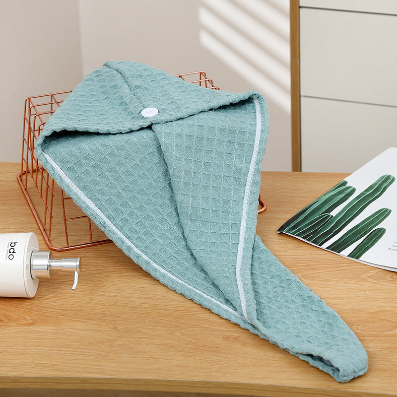 New arrival pineapple grids dry hair cap, thickened and absorbent, good women's headscarf towel, coral velvet shower cap