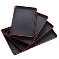 Japanese-style wood grain plastic tray - rectangular commercial grade for restaurants, cafeterias, fast food, flat plates, and bbq restaurants