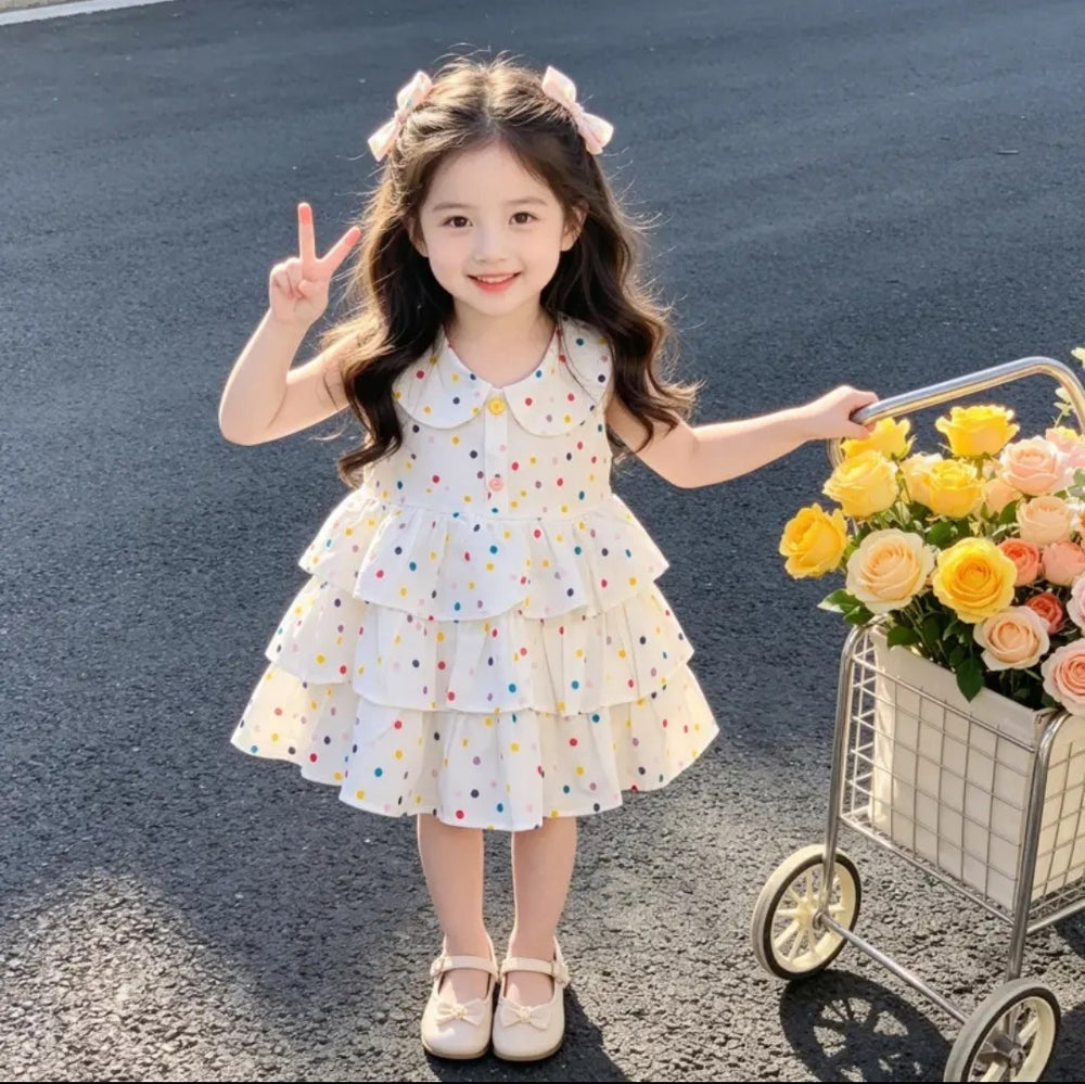Girls' summer dress - lightweight baby clothes, cute baby girl's first birthday dress, cake skirt, polka dot romper dress
