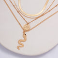 Wholesale gold-plated crystal snake necklace - new european and american style cross-border banquet jewelry set - fashionable and unique multi-layer necklace for women