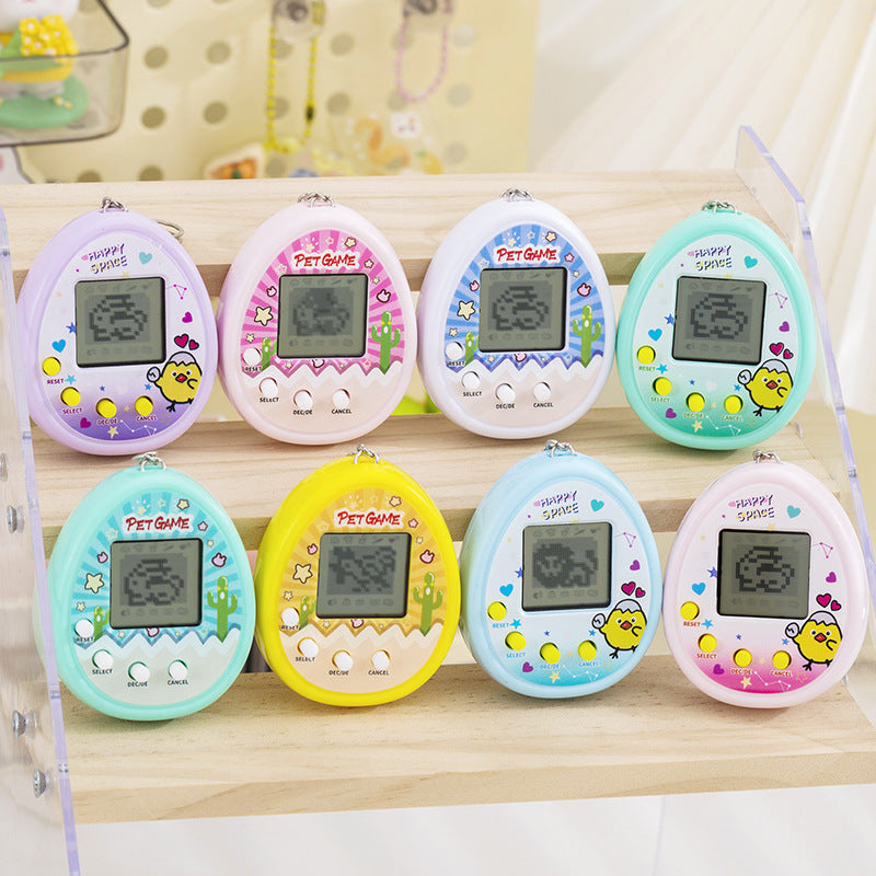 Mini virtual pet raising game console nostalgic feeding elf handheld electronic toy keychain pendant cross-border