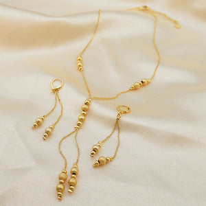 2-piece middle eastern fashion charm ball set: gold beaded dubai necklace and earrings - perfect jewelry party gift for girls