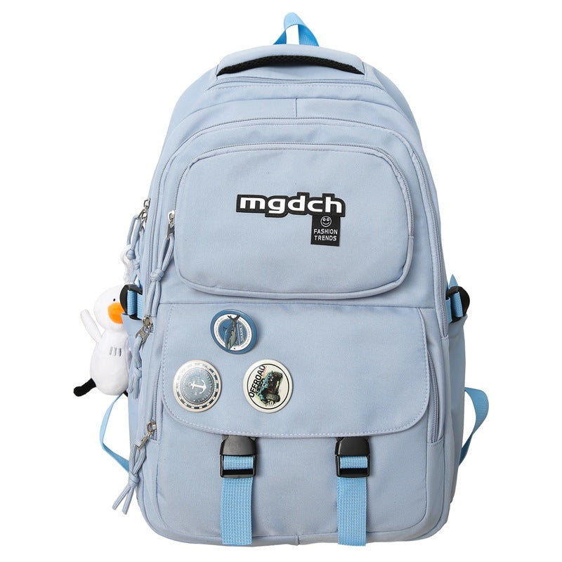 New large-capacity casual backpack stylish simple solid color campus style student school bag travel computer bag