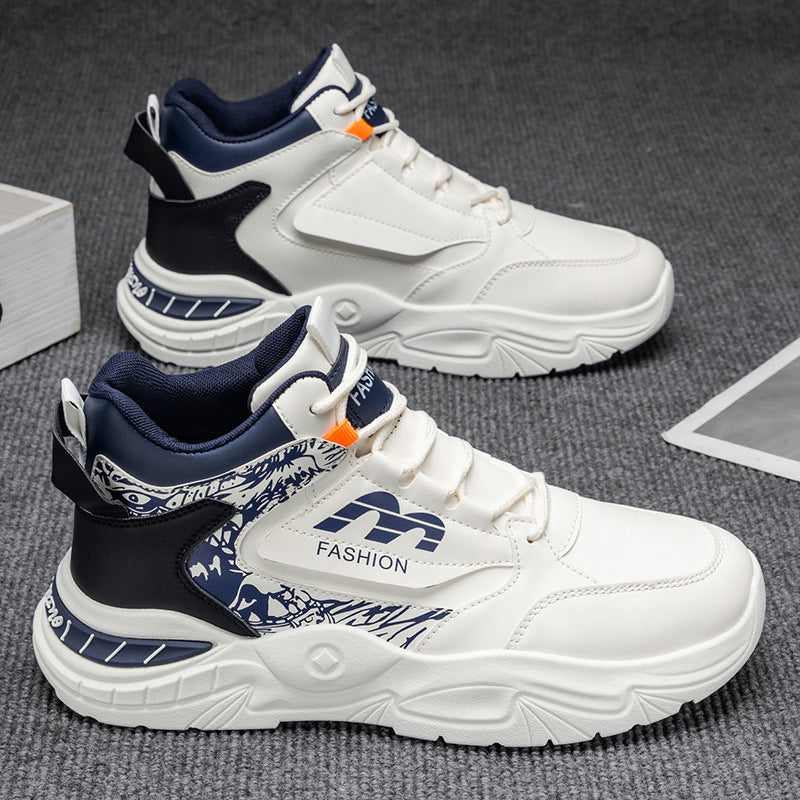 Men's fashion sneakers 2025 new winter high-top running shoes, trendy brand for teens, versatile height-increasing dad shoes