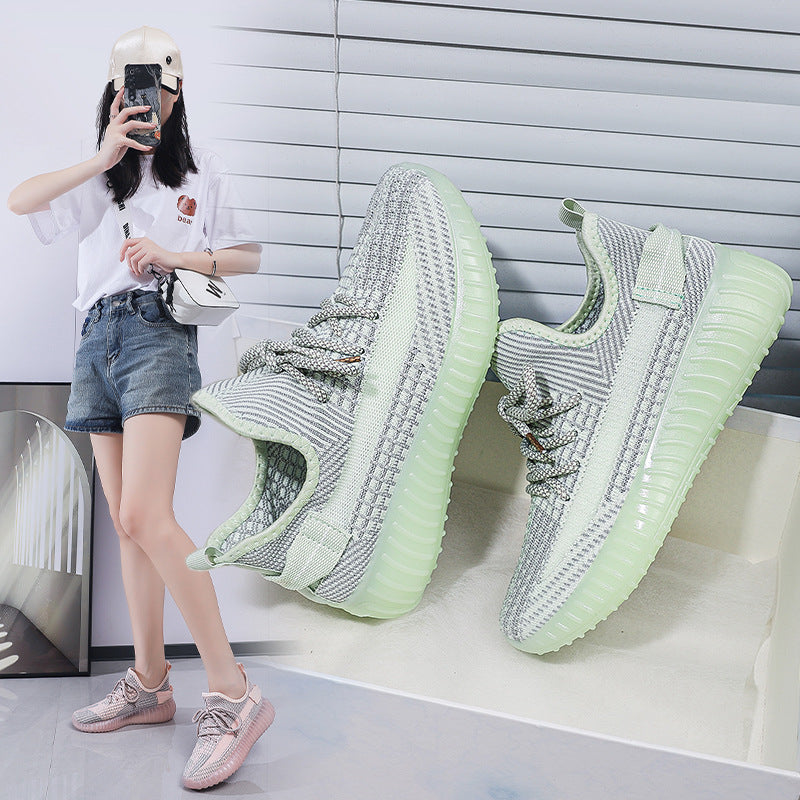 Spring/summer 350 flyknit new arrival: versatile, trendy, casual, athletic, running shoes - soft, flat, sock-style, breathable mesh