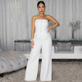 C7628 cross-border   fashion women's sexy bandeau backless casual wide-leg jumpsuit