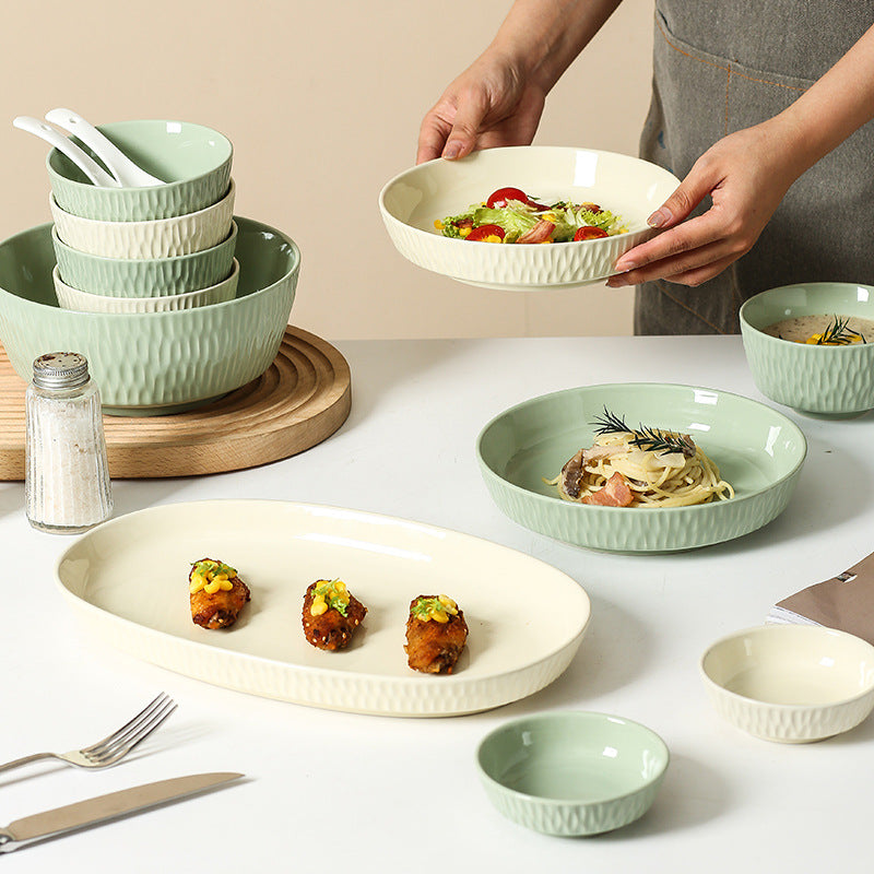 Nordic dinnerware set - modern minimalist ceramic tableware for home use - stylish bowls, plates, and chopsticks combo - perfect for housewarming gifts