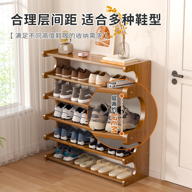 Simple shoe rack household wooden door multi-storey dormitory home storage shelf rental room Nanzhu shoe cabinet