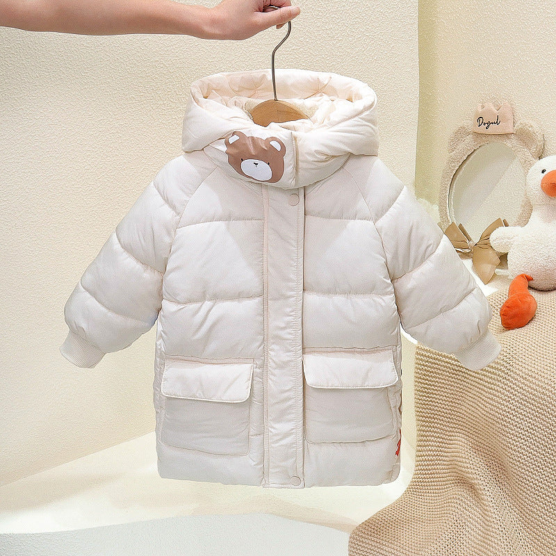 Girls' mid-length padded puffer jacket -  winter new arrival - korean style warm cotton coat for toddlers and little girls - trendy