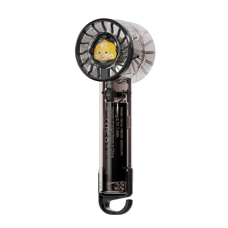 2026 new cross-border transparent handheld fan - mini outdoor portable turbine fan with carabiner clip - student fan