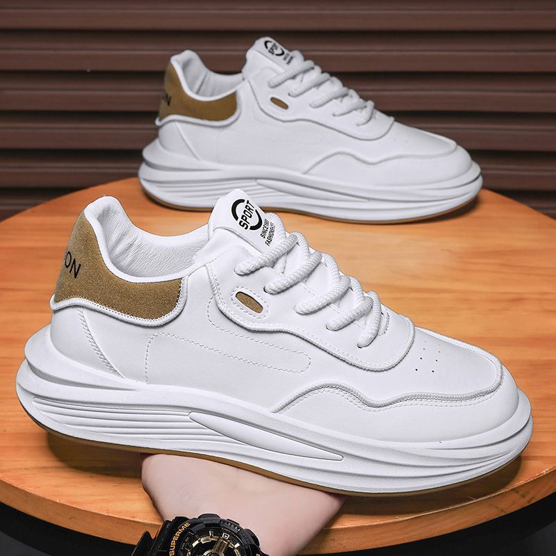 Men's 2025 spring new lightweight white sneakers, skate shoes, trendy versatile fashionable breathable youth niche streetwear shoes