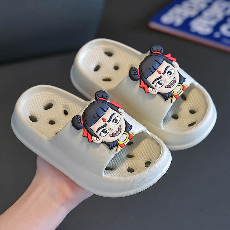 Slippers kidsbath bathroom slippers summer boys and girls cut out leaky non-smelly feet indoor for home soft bottom sandals