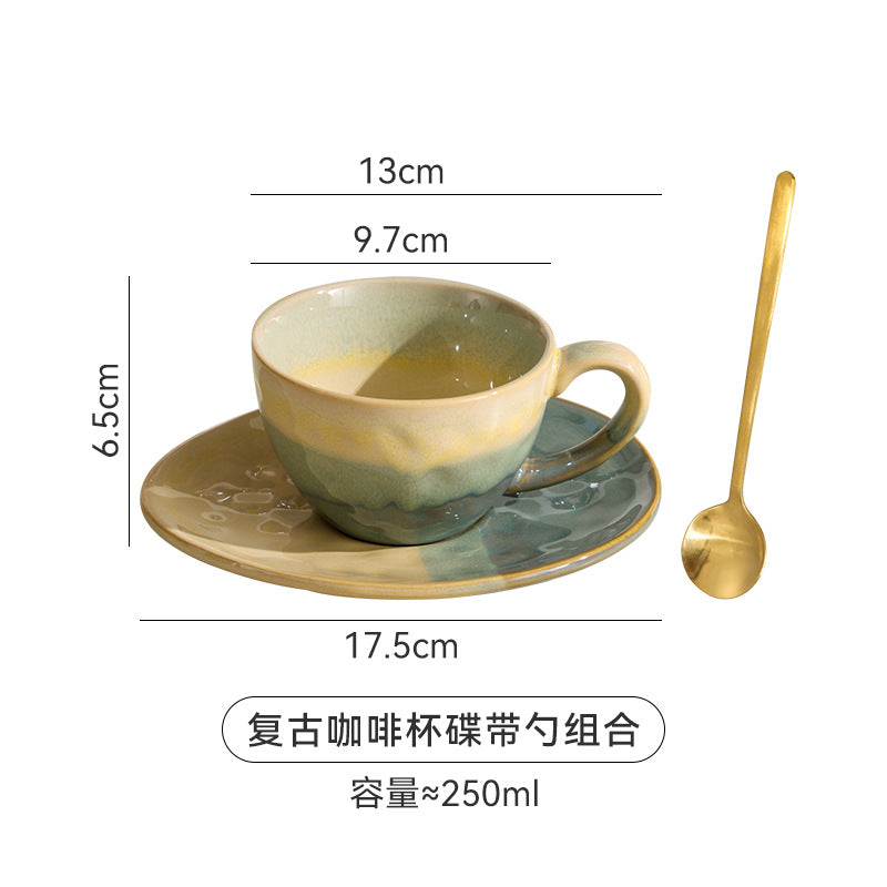 Afternoon tea office ceramic mug stylish kiln-turned retro style embossed milk coffee cup tea cup water cup