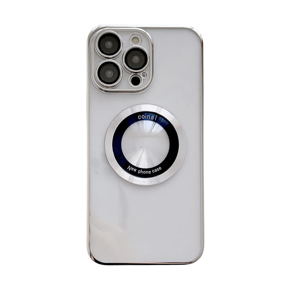 Pc electroplating missing mark magnetic magnifying glass suitable for iphone16promax mobile phone case apple 15 transparent protective cover