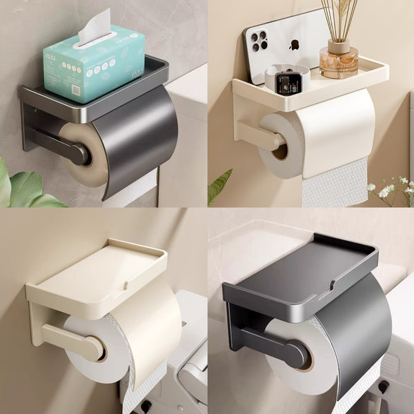 Toilet tissue box Space aluminum wall-mounted non-punching tissue holder Bathroom toilet toilet roll holder