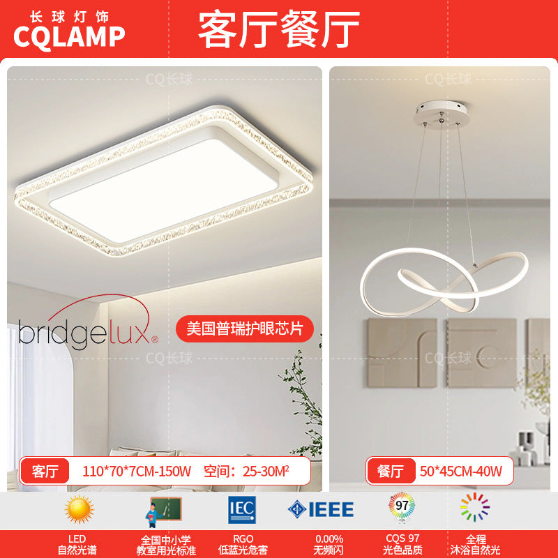 Living room light luxury high-end Italian minimalist modern living room main light rectangular ceiling light whole house lighting package