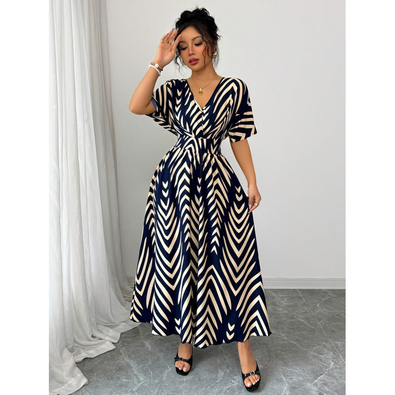 listing: new  women's elegant printed v-neck dress