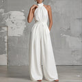 european and american cross-border women's summer new arrivals: -style elegant sleeveless halter neck bodycon jumpsuit