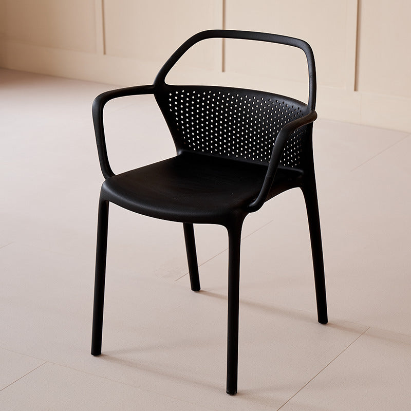 Modern minimalist plastic backrest chair, stackable living room chair, outdoor restaurant chair, cafe high back dining chair