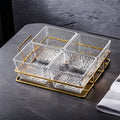 Transparent ripple 4-compartment fruit plate + iron stand, thickened plastic