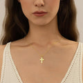 european and american cross inlaid zircon stainless steel layered twist chain paper clip necklace retro niche design