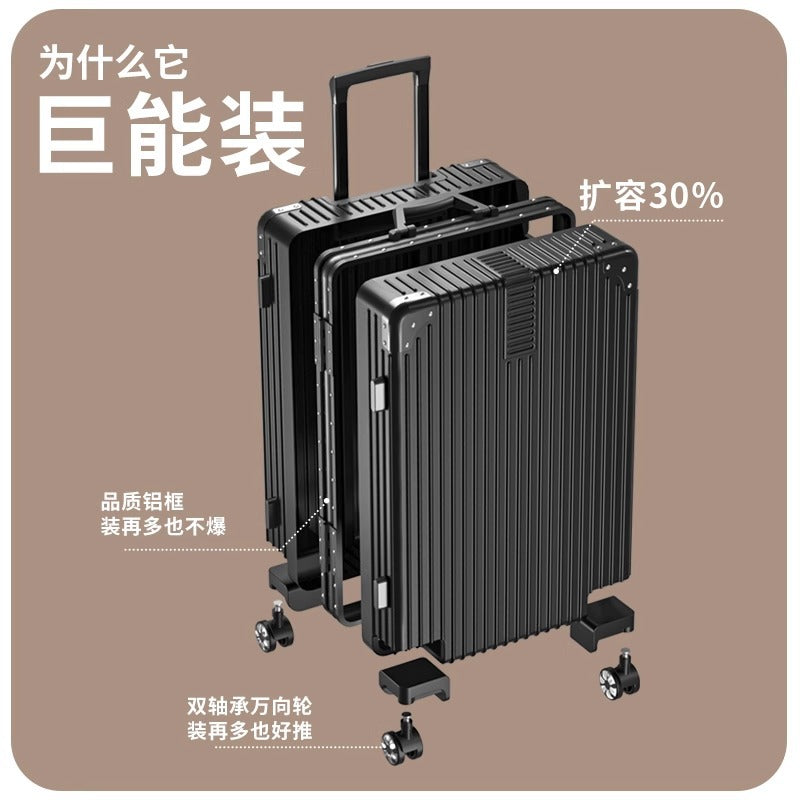 Luggage aluminum frame 20 pull rod box universal wheel 24 female male student 26 boarding password leather box 28inch suitcase