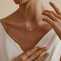 Amazon cross-border new fashion minimalist two round faux pearl necklace, versatile gold thin chain necklace jewelry