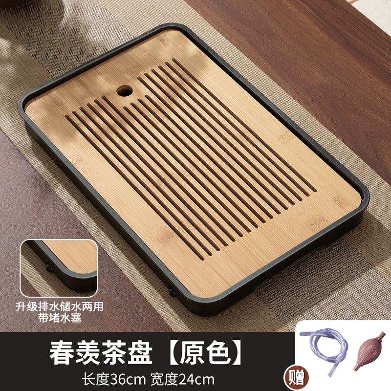 Tea tray, small tea table, one piece, dry soaking table, drain tray, tea sea, kung fu tea set, tea tray, tea table, bamboo portable