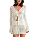 <vip客户>European and american style sexy women's hollow-out see-through knitted mini skirt two-piece set</vip客户>