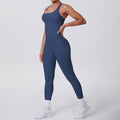 fashion brushed pure color tight racerbackflap pocket pants sports suit running fitness yoga clothes two-piece set