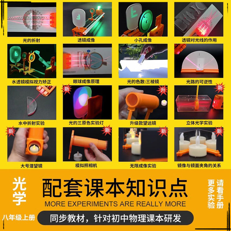 A full set of physics and optics experimental equipment in the second year of junior high school, the first volume of the eighth grade of junior high school, the optomechanics experimental box, and the early education of light tools