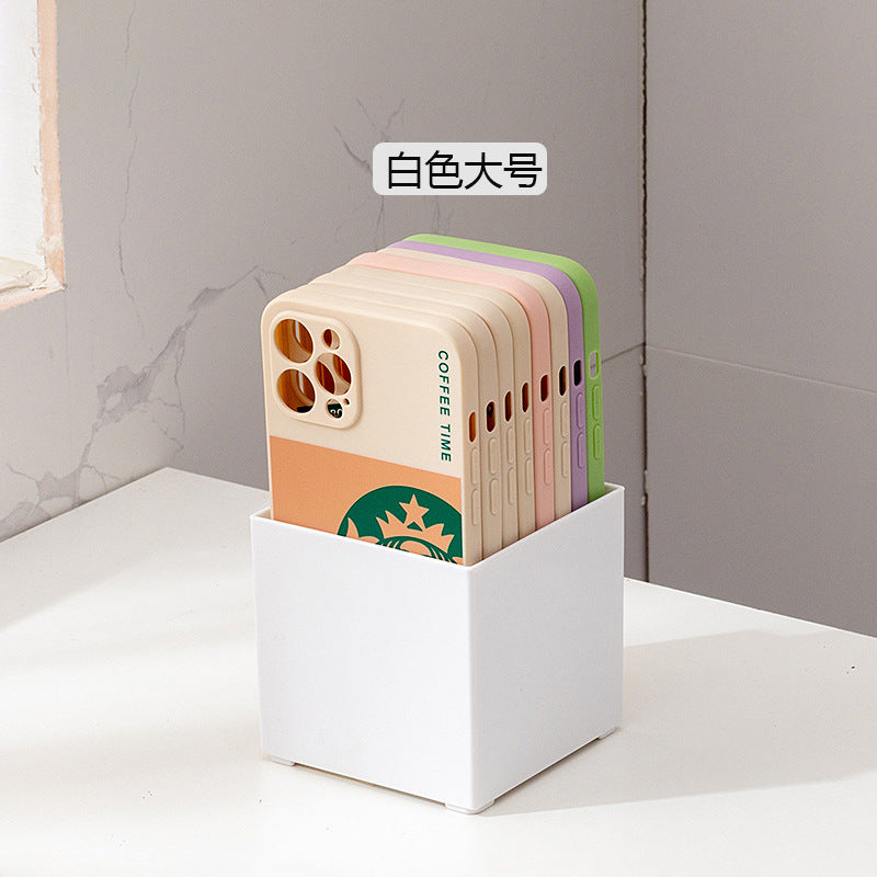 Desktop mobile phone case, sticky note transparent storage box, plastic large-capacity data cable, earphone mini wall-mounted storage box.