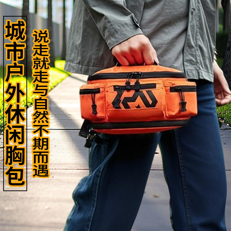 Crossbody bag, fanny pack, men's and women's sports shoulder satchel, outdoor large-capacity portable waist hiking tactical breast bag