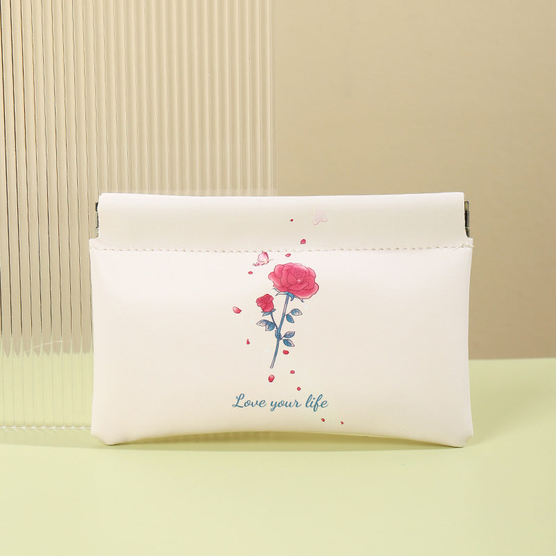 Shrapnel storage bag Automatic closed cosmetic bag Waterproof large-capacity portable storage bag Data cable Storage lipstick