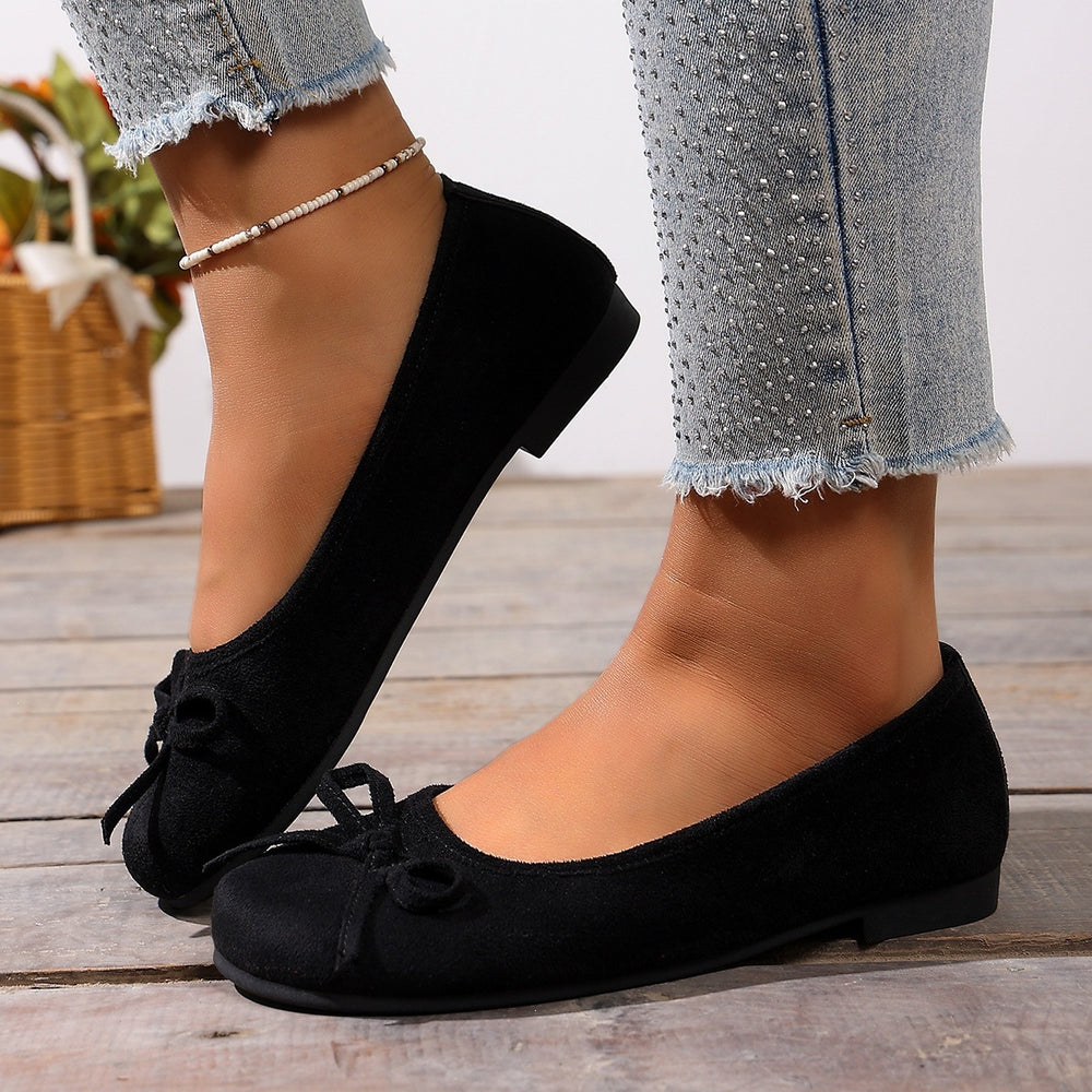 Exportplus size suede bows round toe small flats women's  summernew arrivalflatsflatscasual bean shoes