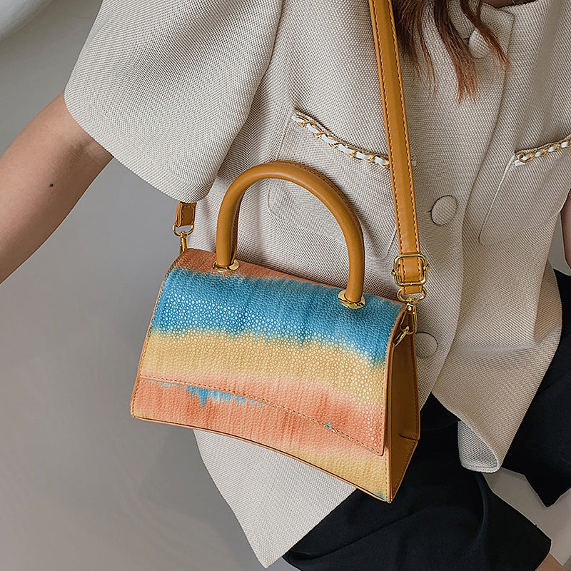 Crossbody popular bag women's fashionstylish shoulder dinner bag tie-dye 2024new arrivaltrendypatchwork colorful satchel bag