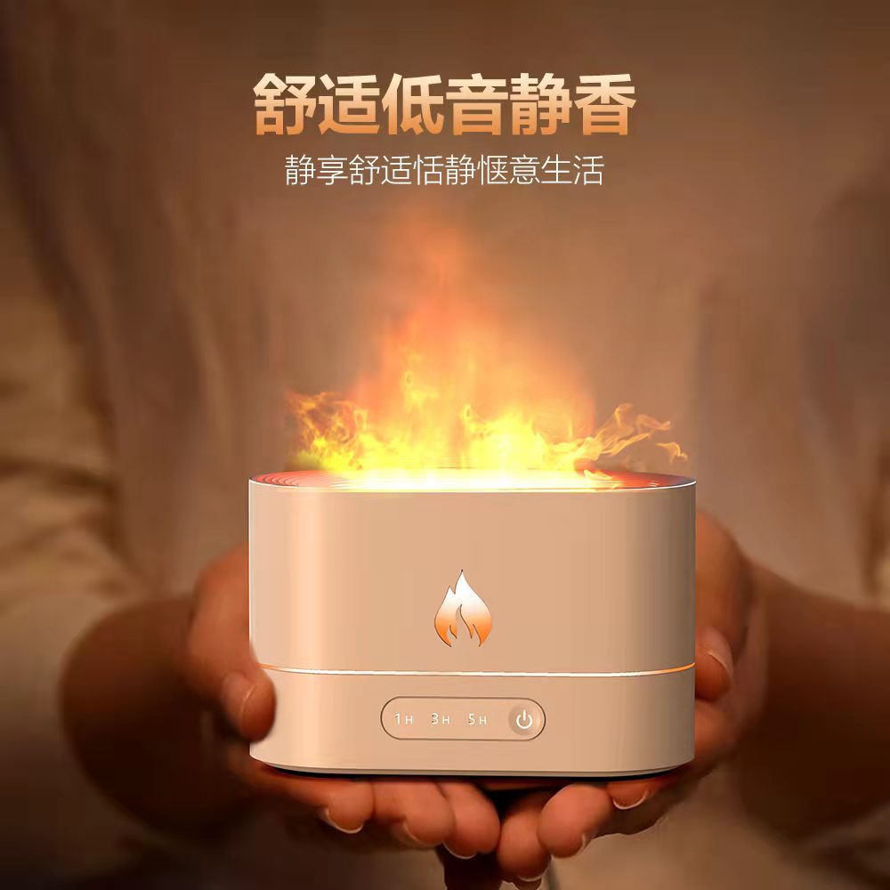 New dual-color simulated flame aroma diffuser - ultrasonic humidifier for home, office, and desktop use - amazon export quality