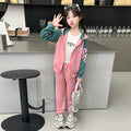 mid-to-large size girls' fashionable two-piece set: spring/autumn outerwear and cargo pants korean style outfit