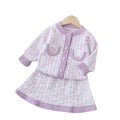 Girls' chanel-inspired two-piece autumn outfit: baby girl's jacket and cardigan sweater set