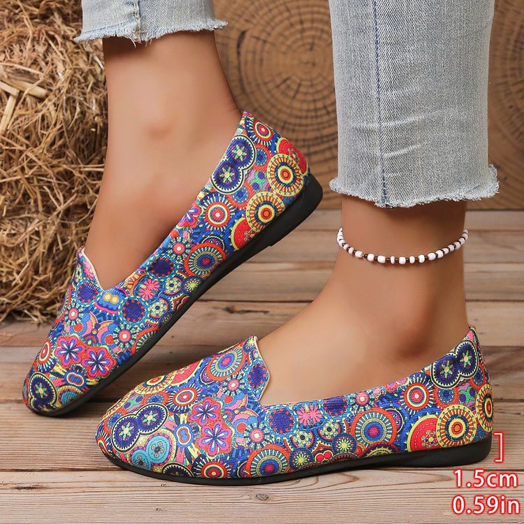plus size spring and summer new arrival cloth retro breathable printingeasiest for matchelegant ethnic style wedge flats women's wholesale