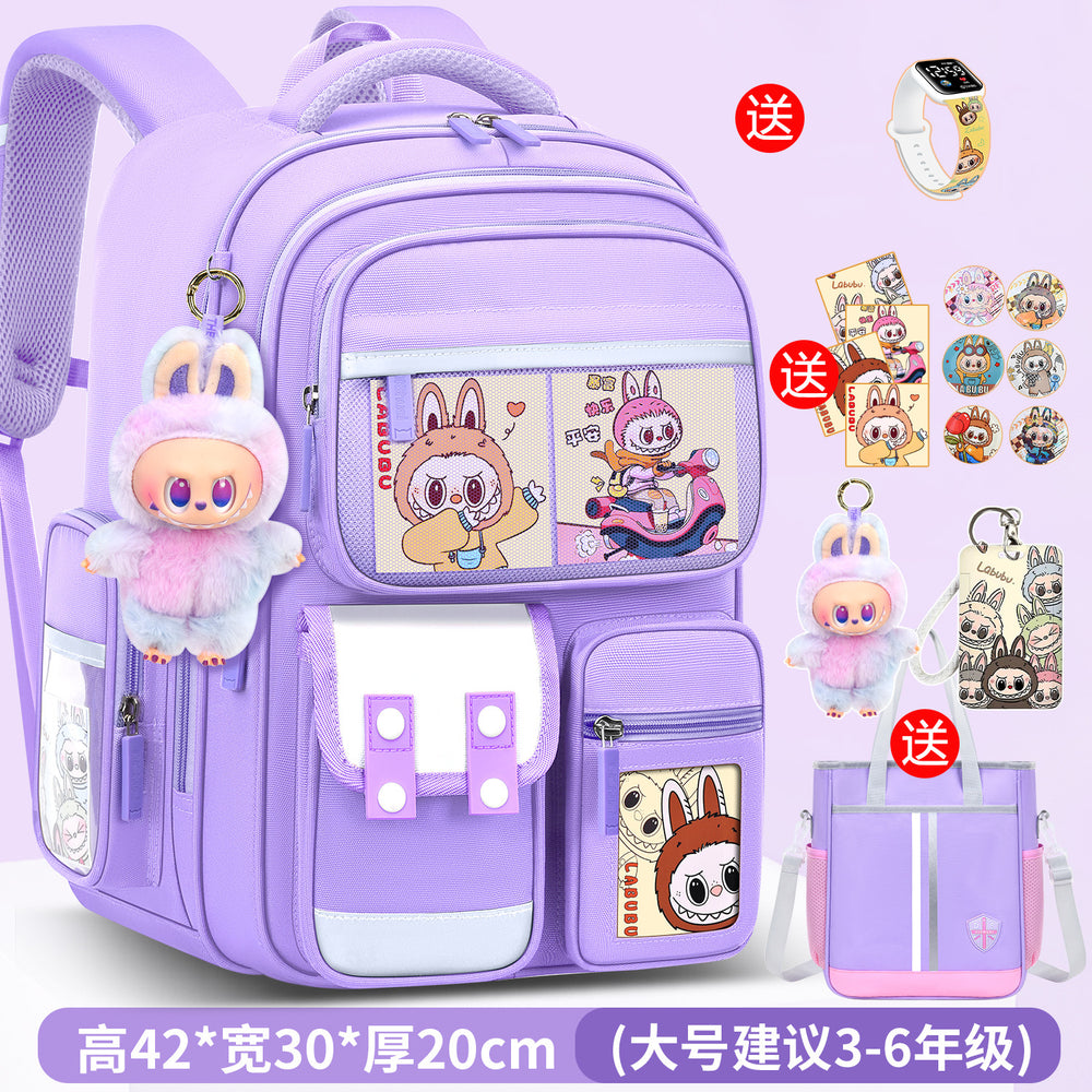 Labubu backpack - new 2026 model for elementary school students (grades 1-6). lightweight, spine-protecting, and load-reducing design for boys and girls